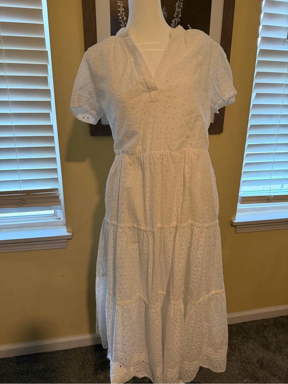 Cynthia Rowley White Eyelet Tiered Maxi Dress